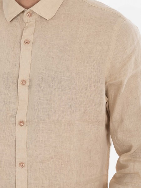 OVER-D Πουκάμισο λινό OE1S2S4C49 Μπεζ OVER-D - 5