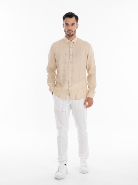 OVER-D Πουκάμισο λινό OE1S2S4C49 Μπεζ OVER-D - 6