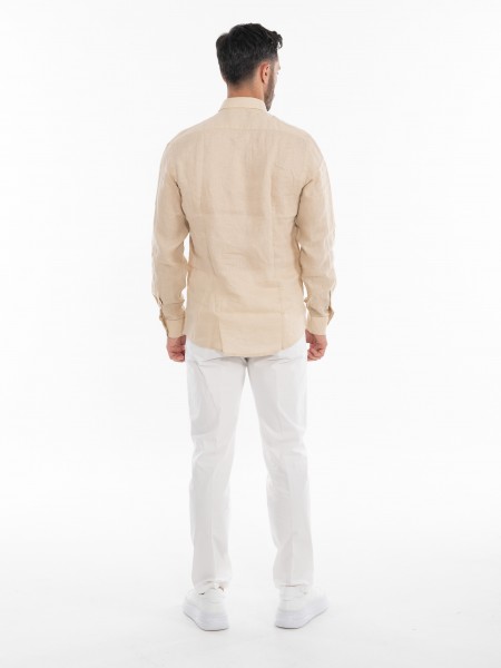 OVER-D Πουκάμισο λινό OE1S2S4C49 Μπεζ OVER-D - 9