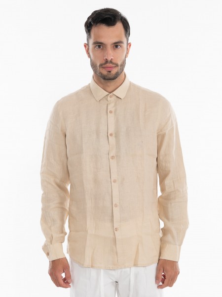 OVER-D Πουκάμισο λινό OE1S2S4C49 Μπεζ OVER-D - 10