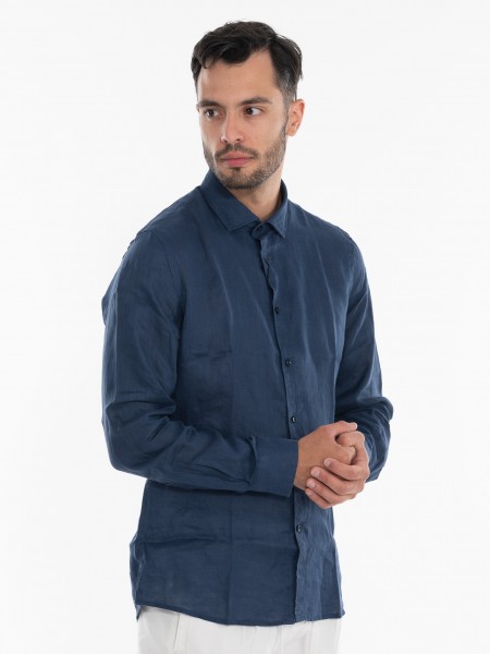 OVER-D Πουκάμισο λινό OE1S2S4C49 Μπλε OVER-D - 3