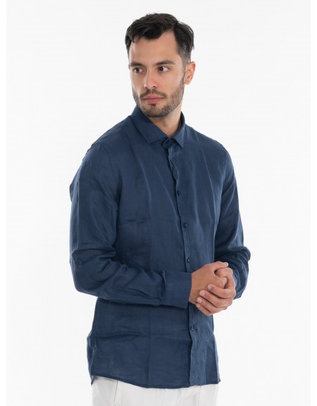 OVER-D Πουκάμισο λινό OE1S2S4C49 Μπλε OVER-D - 3