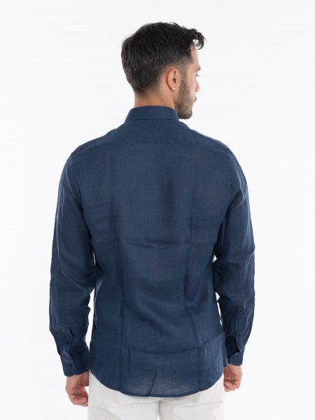 OVER-D Πουκάμισο λινό OE1S2S4C49 Μπλε OVER-D - 4