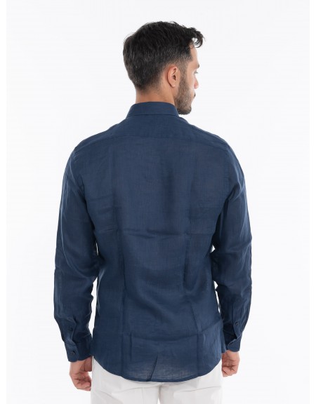 OVER-D Πουκάμισο λινό OE1S2S4C49 Μπλε OVER-D - 4