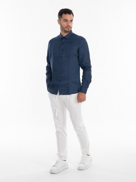 OVER-D Πουκάμισο λινό OE1S2S4C49 Μπλε OVER-D - 7