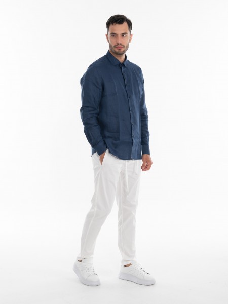 OVER-D Πουκάμισο λινό OE1S2S4C49 Μπλε OVER-D - 8