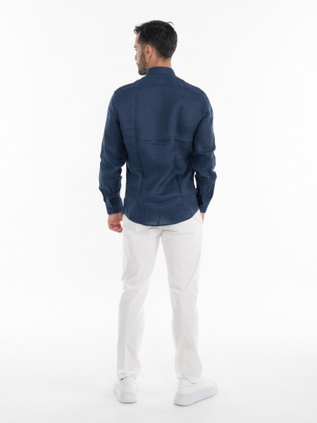 OVER-D Πουκάμισο λινό OE1S2S4C49 Μπλε OVER-D - 9