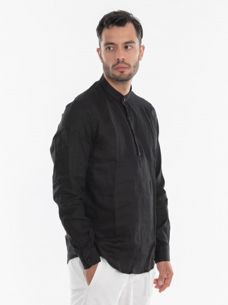OVER-D Linen shirt mao OE1S2S4C48 Black OVER-D - 3