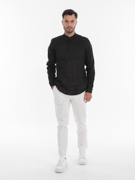 OVER-D Linen shirt mao OE1S2S4C48 Black OVER-D - 6