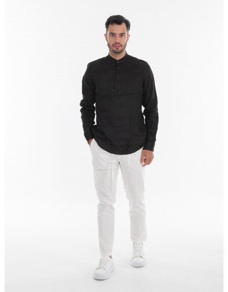 OVER-D Linen shirt mao OE1S2S4C48 Black OVER-D - 6