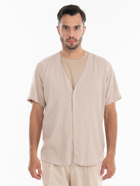 OVER-D Πουκάμισο κοντομάνικο OE1S2S4C51 Μπεζ OVER-D - 1