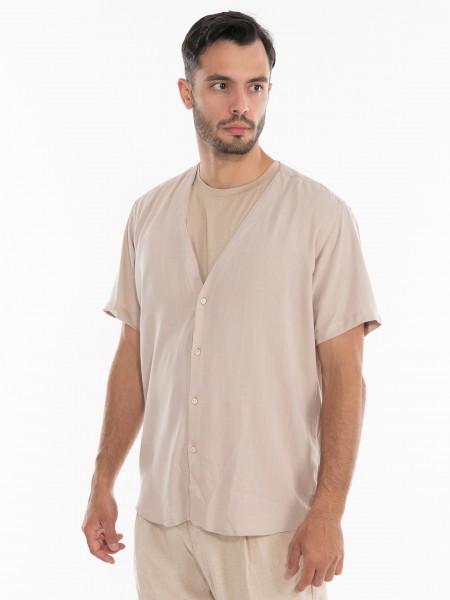 OVER-D Πουκάμισο κοντομάνικο OE1S2S4C51 Μπεζ OVER-D - 2
