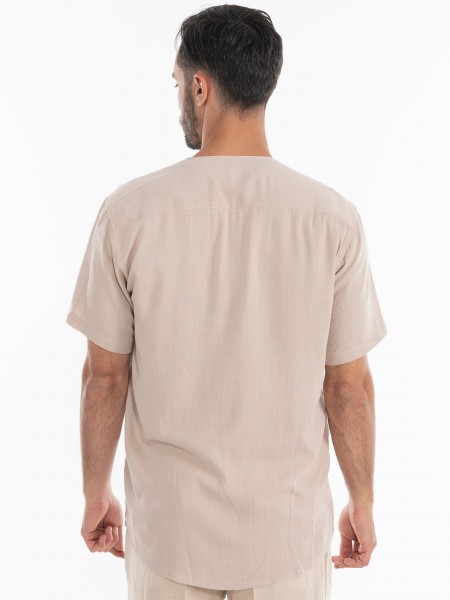 OVER-D Πουκάμισο κοντομάνικο OE1S2S4C51 Μπεζ OVER-D - 4