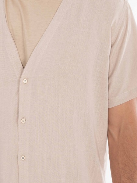 OVER-D Πουκάμισο κοντομάνικο OE1S2S4C51 Μπεζ OVER-D - 5