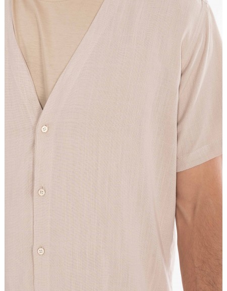 OVER-D Πουκάμισο κοντομάνικο OE1S2S4C51 Μπεζ OVER-D - 5