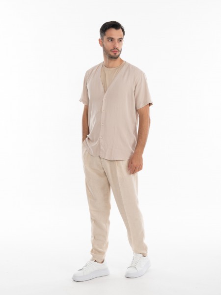 OVER-D Πουκάμισο κοντομάνικο OE1S2S4C51 Μπεζ OVER-D - 10