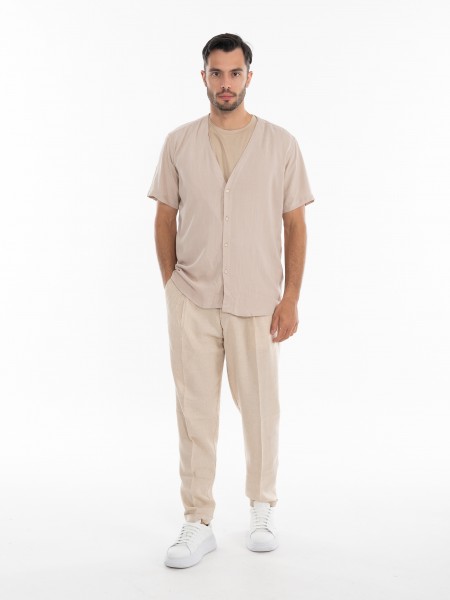 OVER-D Πουκάμισο κοντομάνικο OE1S2S4C51 Μπεζ OVER-D - 11
