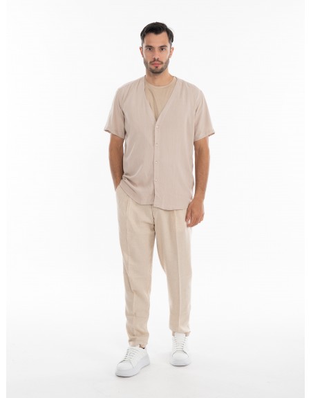 OVER-D Πουκάμισο κοντομάνικο OE1S2S4C51 Μπεζ OVER-D - 11