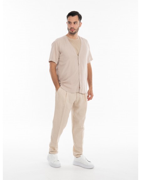 OVER-D Πουκάμισο κοντομάνικο OE1S2S4C51 Μπεζ OVER-D - 12