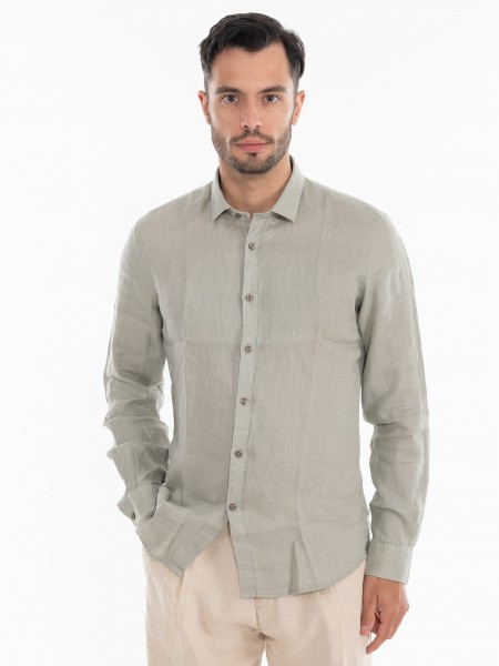 OVER-D Πουκάμισο λινό OE1S2S4C49 Λαδί OVER-D - 1