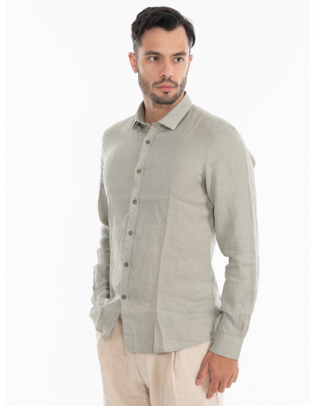 OVER-D Πουκάμισο λινό OE1S2S4C49 Λαδί OVER-D - 2