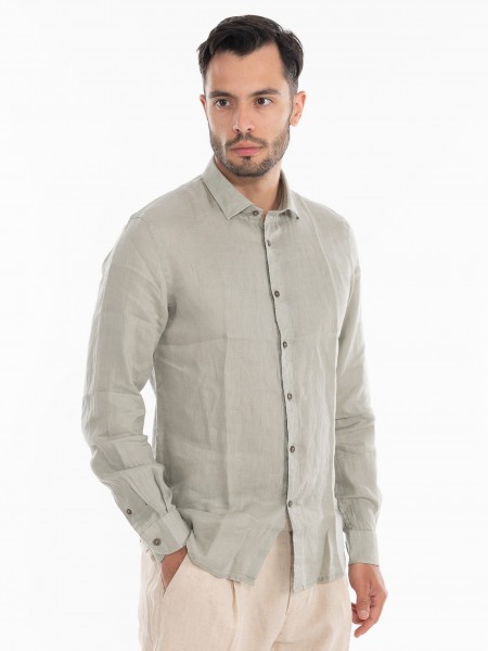 OVER-D Πουκάμισο λινό OE1S2S4C49 Λαδί OVER-D - 3