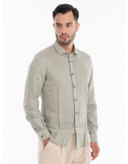 OVER-D Πουκάμισο λινό OE1S2S4C49 Λαδί OVER-D - 3