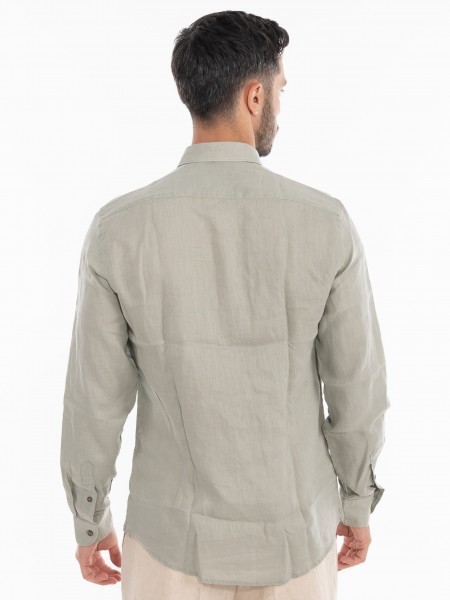 OVER-D Πουκάμισο λινό OE1S2S4C49 Λαδί OVER-D - 4
