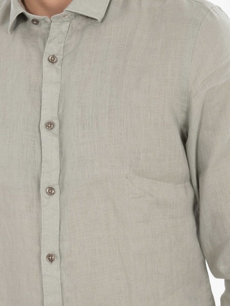 OVER-D Πουκάμισο λινό OE1S2S4C49 Λαδί OVER-D - 5