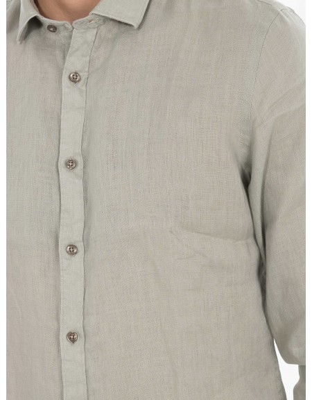 OVER-D Πουκάμισο λινό OE1S2S4C49 Λαδί OVER-D - 5