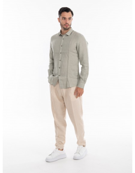 OVER-D Πουκάμισο λινό OE1S2S4C49 Λαδί OVER-D - 6