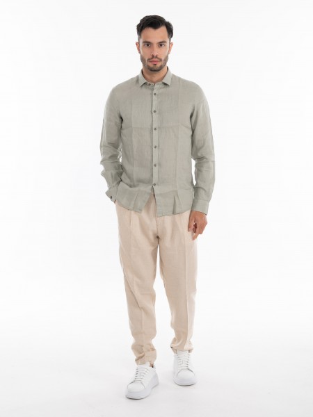 OVER-D Πουκάμισο λινό OE1S2S4C49 Λαδί OVER-D - 7