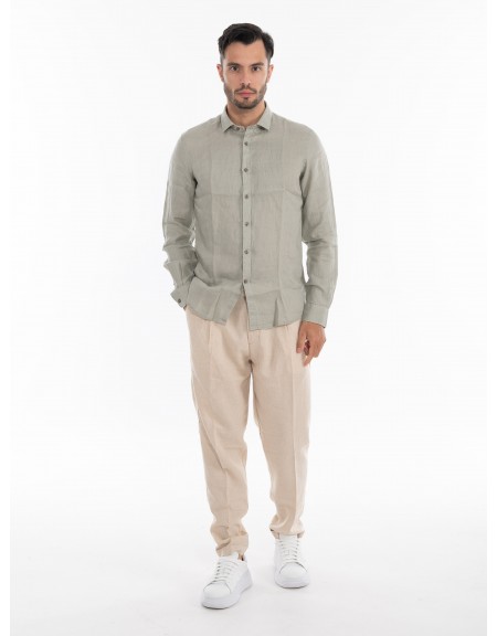 OVER-D Πουκάμισο λινό OE1S2S4C49 Λαδί OVER-D - 7