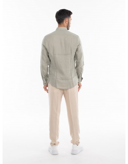 OVER-D Πουκάμισο λινό OE1S2S4C49 Λαδί OVER-D - 9