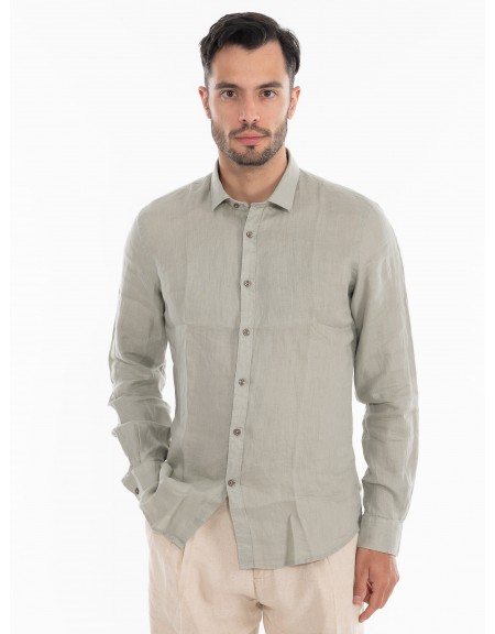 OVER-D Πουκάμισο λινό OE1S2S4C49 Λαδί OVER-D - 10