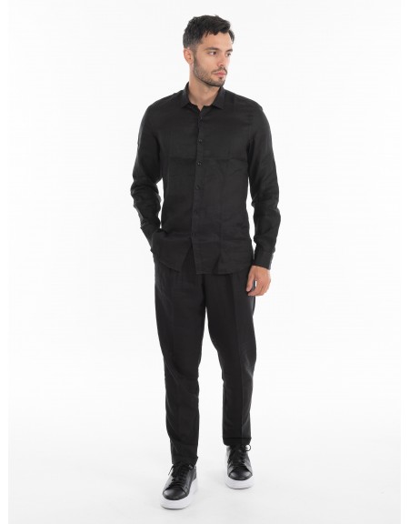 OVER-D Πουκάμισο λινό OE1S2S4C49 Μαύρο OVER-D - 6