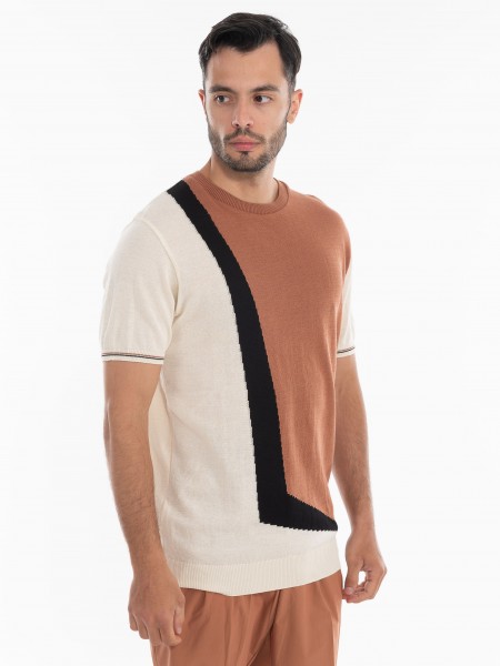 OVER-D T-shirt νημάτινο OE1S2S4M31 Καφέ - Μπεζ OVER-D - 3