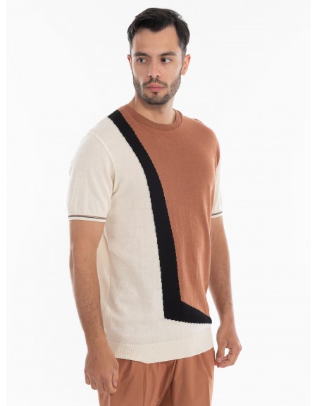 OVER-D T-shirt νημάτινο OE1S2S4M31 Καφέ - Μπεζ OVER-D - 3