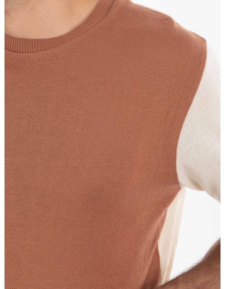 OVER-D T-shirt νημάτινο OE1S2S4M31 Καφέ - Μπεζ OVER-D - 5