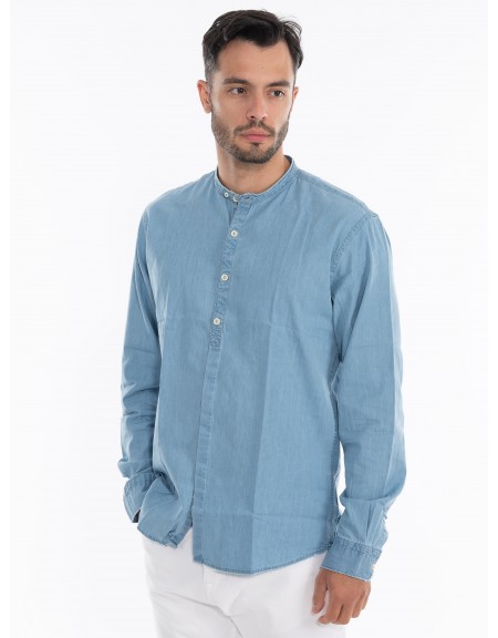 OVER-D Jean πουκάμισο mao OE1S2S4C33 Μπλε OVER-D - 2