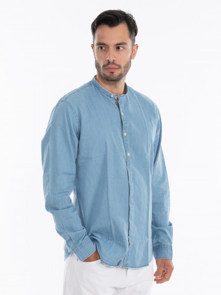 OVER-D Jean πουκάμισο mao OE1S2S4C33 Μπλε OVER-D - 3