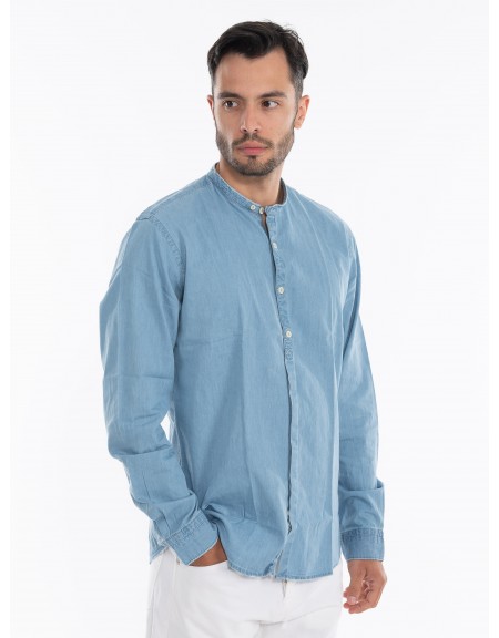 OVER-D Jean πουκάμισο mao OE1S2S4C33 Μπλε OVER-D - 3