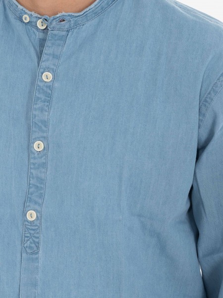 OVER-D Jean πουκάμισο mao OE1S2S4C33 Μπλε OVER-D - 5