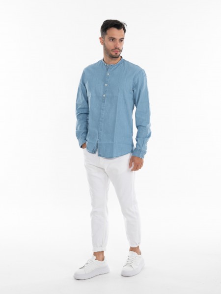 OVER-D Jean πουκάμισο mao OE1S2S4C33 Μπλε OVER-D - 7