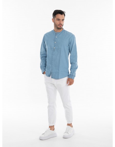 OVER-D Jean πουκάμισο mao OE1S2S4C33 Μπλε OVER-D - 7