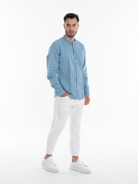 OVER-D Jean πουκάμισο mao OE1S2S4C33 Μπλε OVER-D - 8