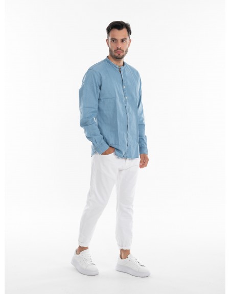 OVER-D Jean πουκάμισο mao OE1S2S4C33 Μπλε OVER-D - 8