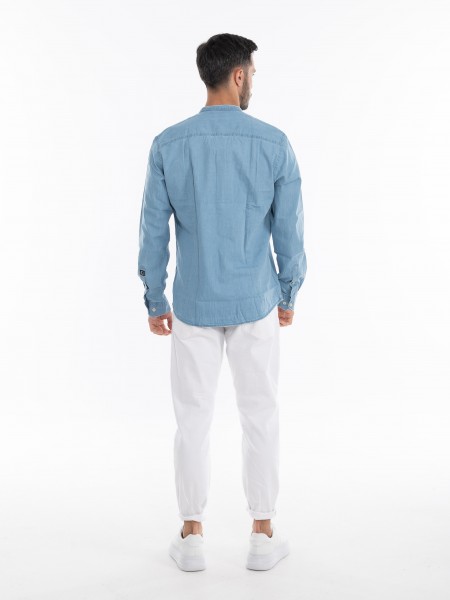 OVER-D Jean πουκάμισο mao OE1S2S4C33 Μπλε OVER-D - 9