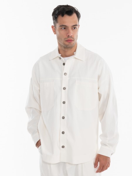 NINETEEN Πουκάμισο - Jacket K24-1001 Λευκό NINETEEN - 1