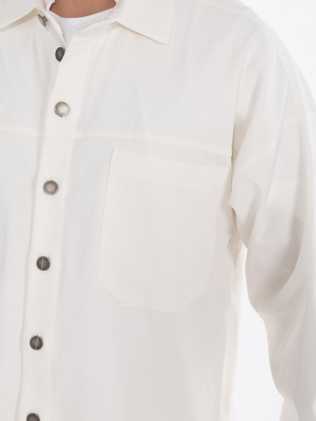 NINETEEN Πουκάμισο - Jacket K24-1001 Λευκό NINETEEN - 4